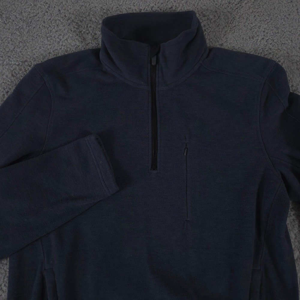 Mack Weldon Sweater Mens Medium Gray 1/4 Zip Mock Neck Fleece Preppy Casual